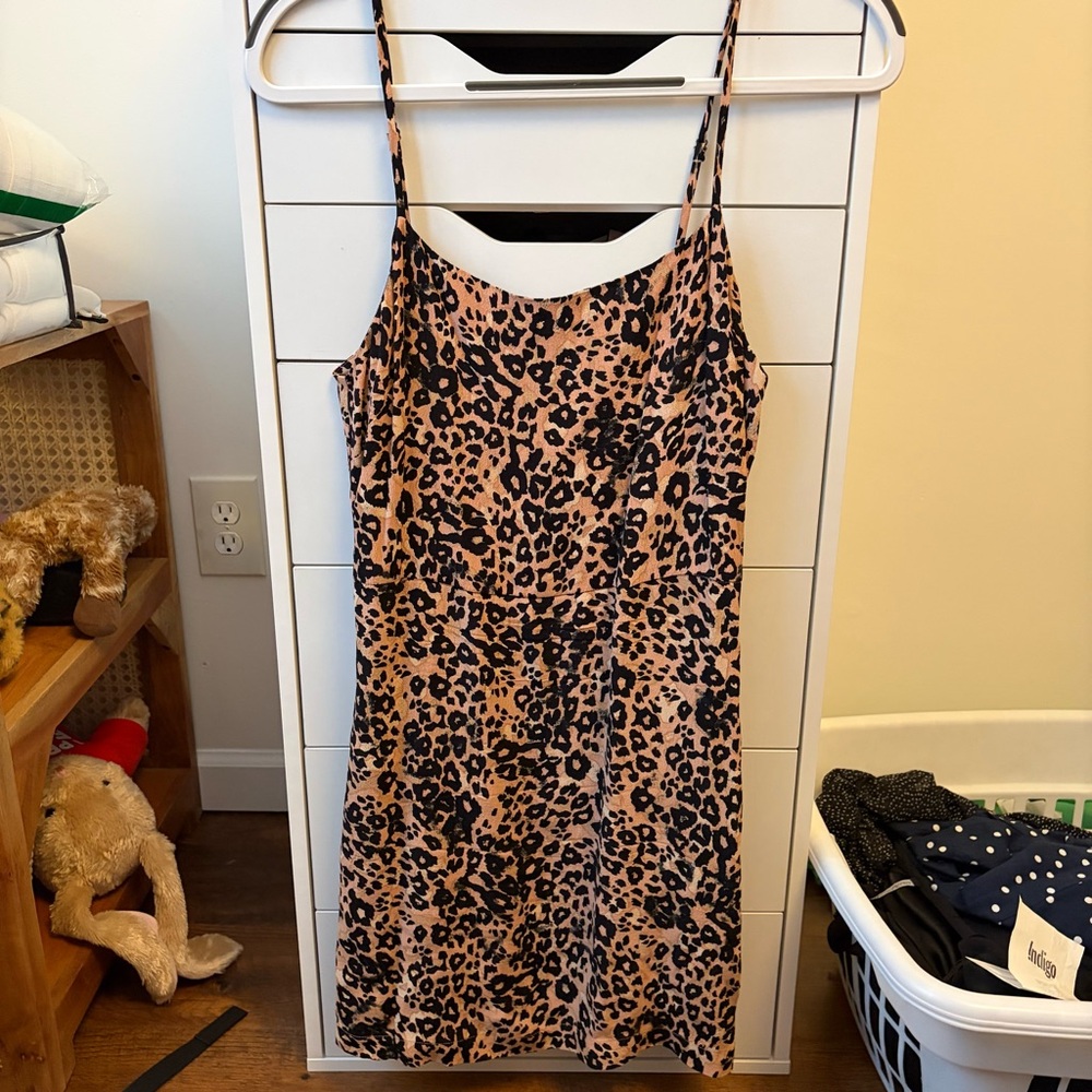 Aritzia Wilfred Leopard Print Slip Dress in Tan and Black